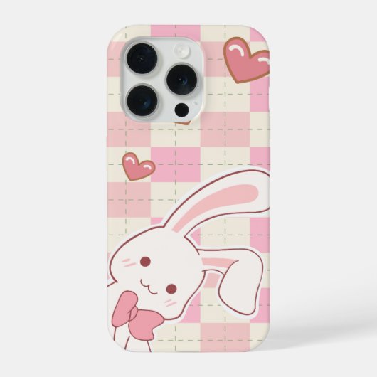 Cute Pink Bunny Phone Case | Kawaii Rabbit Heart P (Verso)