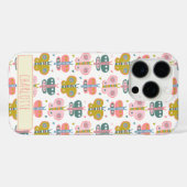 Cute Pink Butterflies Pattern Persoonlijke naam Case-Mate iPhone Case (Achterkant (horizontaal))