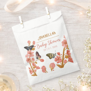 Cute Pink Butterfly Baby shower Floral Favor Bag Bedankzakje
