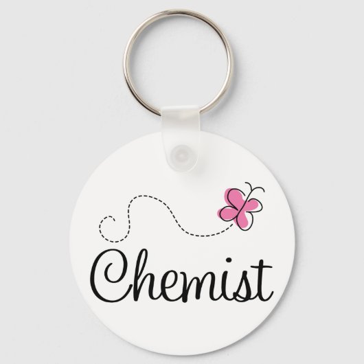 Cute Pink Butterfly Chemist Sleutelhanger (Voorkant)