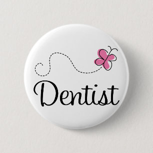 Cute Pink Butterfly Dentist Ronde Button 5,7 Cm