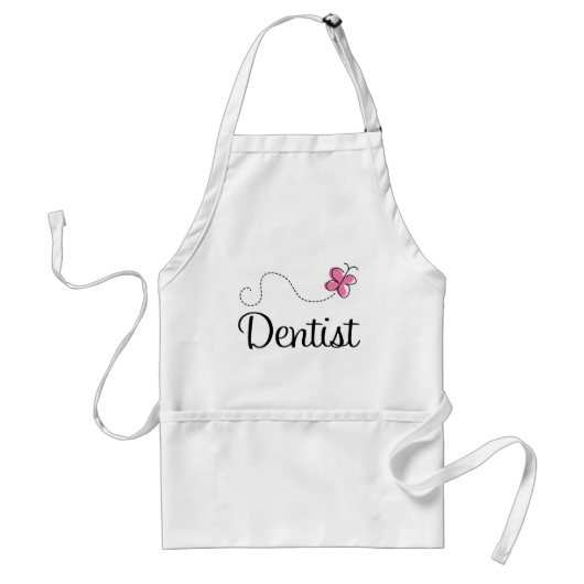 Cute Pink Butterfly Dentist Standaard Schort (Voorkant)