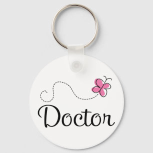Cute Pink Butterfly Doctor Sleutelhanger