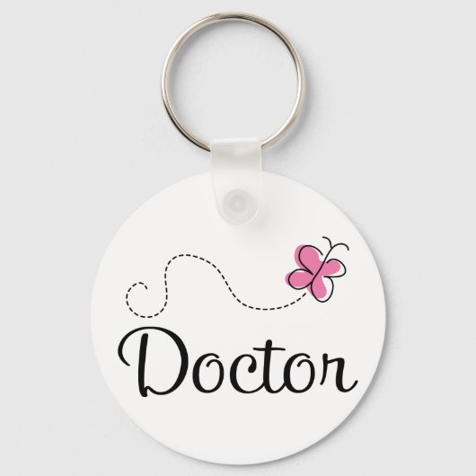 Cute Pink Butterfly Doctor Sleutelhanger (Voorkant)