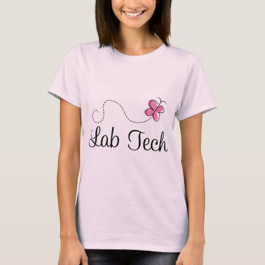 Cute Pink Butterfly Lab Tech T-shirt (Voorkant)