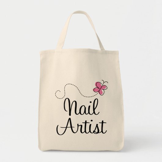 Cute Pink Butterfly Nail Artist Tote Bag (Voorkant)