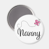 Cute Pink Butterfly Nanny Magneet (Voorkant / Achterkant)