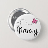 Cute Pink Butterfly Nanny Ronde Button 5,7 Cm (Voorkant /achterkant)