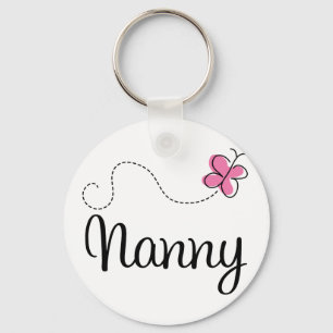 Cute Pink Butterfly Nanny Sleutelhanger