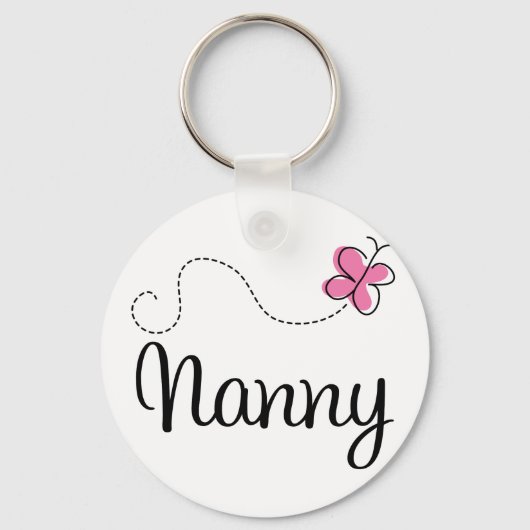 Cute Pink Butterfly Nanny Sleutelhanger (Voorkant)