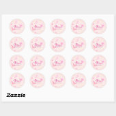 Cute Pink Butterfly Personalized Round Stickers (Vel)