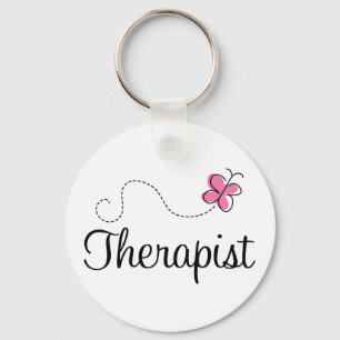 Cute Pink Butterfly Therapist Sleutelhanger