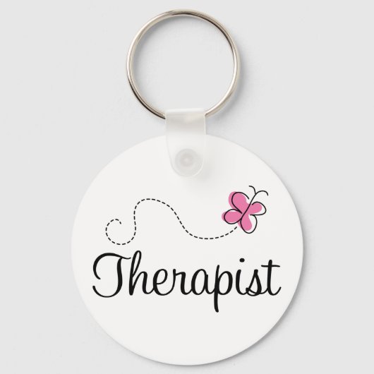Cute Pink Butterfly Therapist Sleutelhanger (Voorkant)