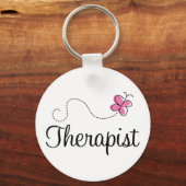 Cute Pink Butterfly Therapist Sleutelhanger (Voorkant)