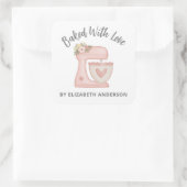 Cute Pink Cake Mixer Bakery Business Vierkante Sticker (Tas)