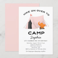 Cute Pink Camping Birthday Party