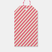 Cute Pink Candy Cane Stripes Pattern - Kerstmis Cadeaulabel (Achterkant)