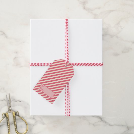 Cute Pink Candy Cane Stripes Pattern - Kerstmis Cadeaulabel (Met Touw)