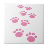Cute Pink Cartoon Pet Paw Trail Ceramic Tegel Tegeltje (Voorkant)