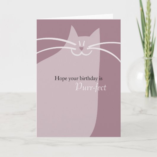 Cute Pink Cat Birthday Kaart (Voorkant)