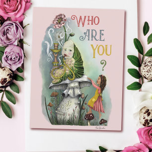 Cute Pink Caterstyle in Alice in Wonderland Art Briefkaart
