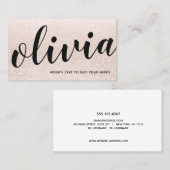 Cute Pink Champagne Glitter Script Calligraphy Visitekaartje (Voorkant / Achterkant)