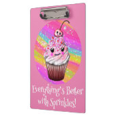 Cute Pink Cherry Cupcake met Sprinkles Cliboard Klembord (Links)
