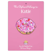 Cute Pink Cherry Cupcake met Sprinkles Cliboard Klembord (Achterkant)