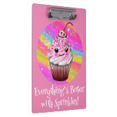 Cute Pink Cherry Cupcake met Sprinkles Cliboard Klembord (Rechts)