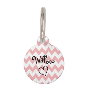 Cute Pink Chevron Personalized Pet Tag Huisdierpenning