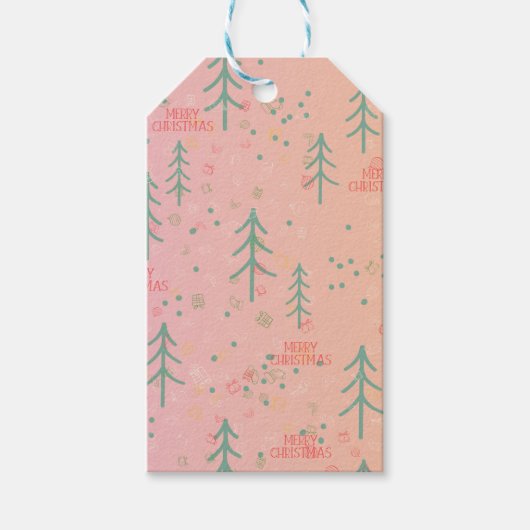 Cute Pink Christmas Cadeaulabel (Voorkant)