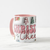 Cute Pink Christmas Cheer Mug Mok (Voorkant links)