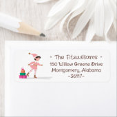 Cute Pink Christmas Elf Ice Skating Etiket (Insitu)