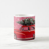 “Cute Pink Christmas Mug – Red Car & Tree Holiday (Centre)