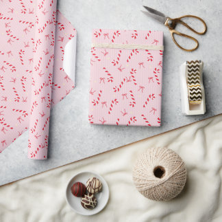 Cute Pink Christmas pattern - Candy Cane- Seamless Cadeaupapier