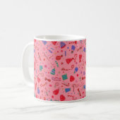 “Cute Pink Christmas Pattern Mug – Festive Holiday Koffiemok (Voorkant links)