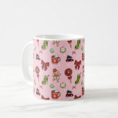 Cute Pink Christmas Seamless Pattern Koffiemok (Voorkant links)