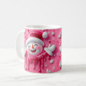 Cute Pink Christmas Snowman Mug (Devant gauche)