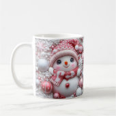 Cute Pink Christmas Snowman Mug | Cozy Winter Mug (Gauche)