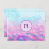 Cute Pink Clouds Monogram Briefkaart (Voorkant / Achterkant)