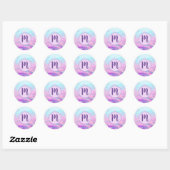 Cute Pink Clouds Monogram Ronde Sticker (Vel)