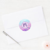 Cute Pink Clouds Monogram Ronde Sticker (Envelop)