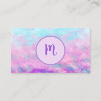 Cute Pink Clouds Monogram Visitekaartje