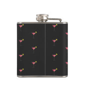 Cute Pink Cocktail Patroon Custom Text Black Heupfles (Achterkant)