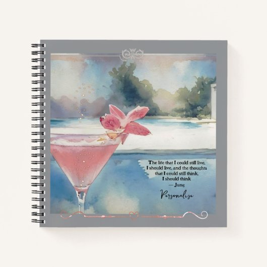 Cute Pink Cocktail Pool Jung Life Quote Journal (Devant)