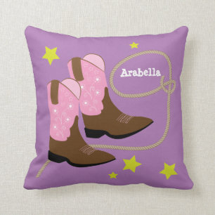 Cute Pink Cowboy Boots & Rope, speciaal gepersonal Kussen