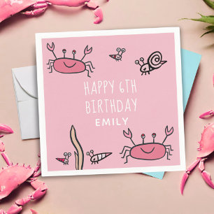 Cute Pink Crab Zee Animals Girl Happy Birthday Servet