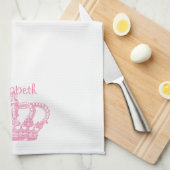 Cute Pink Crown Jouw tekst Theedoek (Quarter Fold)
