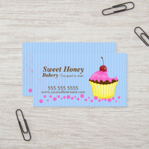 Cute Pink Cupcake met Cherry Visitekaartje