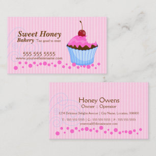 Cute Pink Cupcake met Cherry Visitekaartje